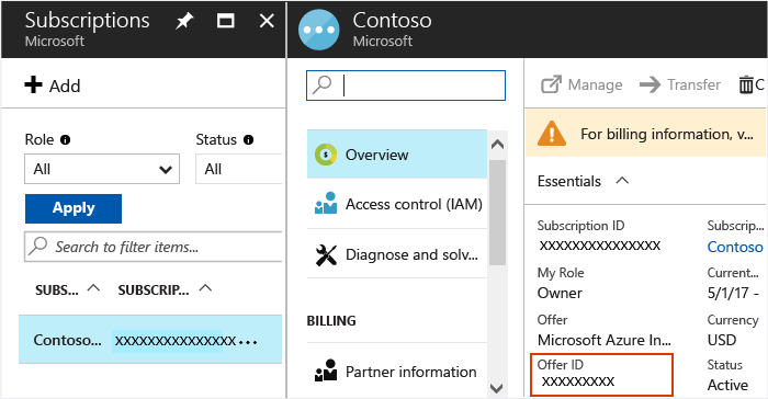 Details van aanbiedings-id vanuit Azure Portal