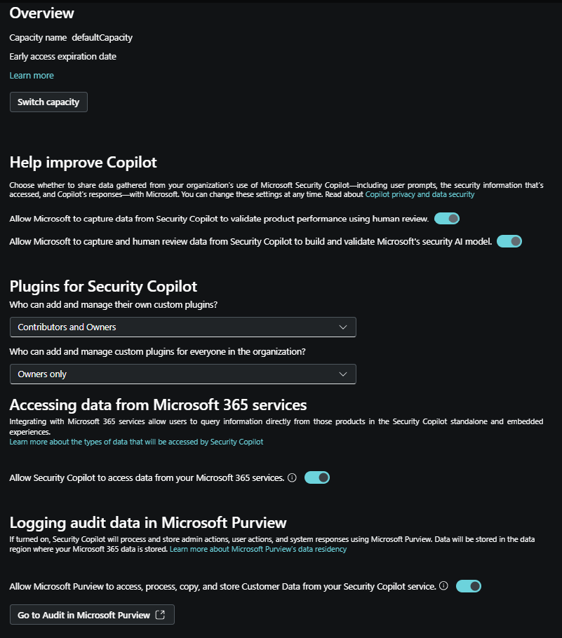 Screenshot of configuration options in owner settings.