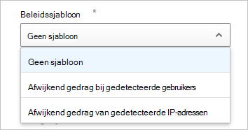 Schermopname die laat zien hoe u een sjabloon selecteert die u wilt gebruiken als basis voor het nieuwe beleid.