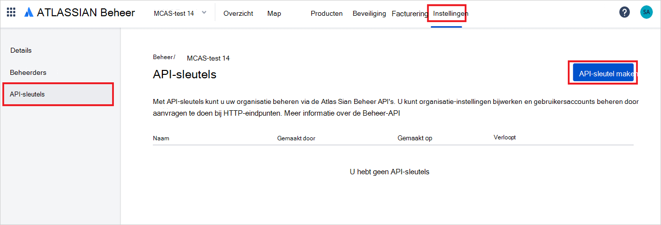 Atlassian-API-sleutels.