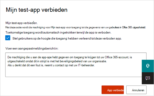 Schermopname van het verbieden van een app.