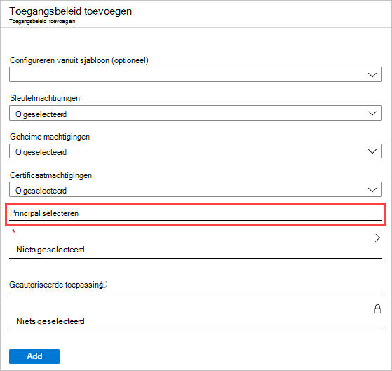 Schermopname van de pagina Toegangsbeleid toevoegen.