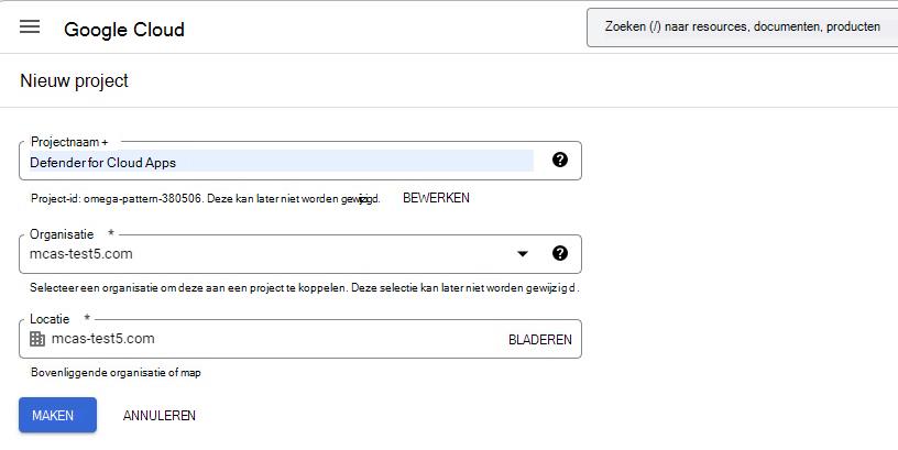 Geef uw project een naam.