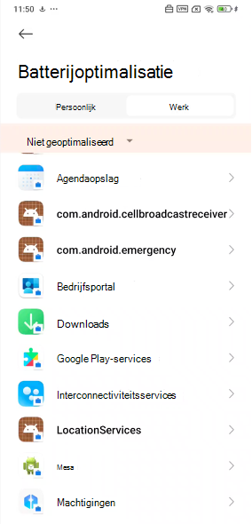 Afbeelding van het scherm Batterijoptimalisatie