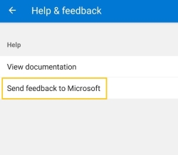 Selecteer Feedback verzenden naar Microsoft