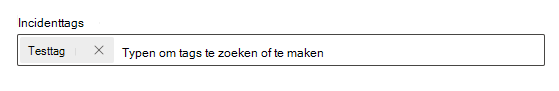 Schermopname van hoe een geselecteerde tag wordt weergegeven in het veld Incidenttags.