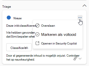 Schermopname van de opties die beschikbaar zijn voor gebruikers in een begeleide antwoordkaart in het copilot-zijpaneel.