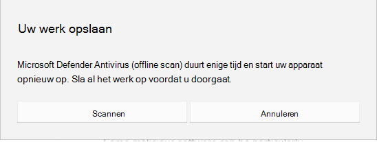 Schermopname van de schermprompt om al het werk op te slaan voordat u doorgaat.