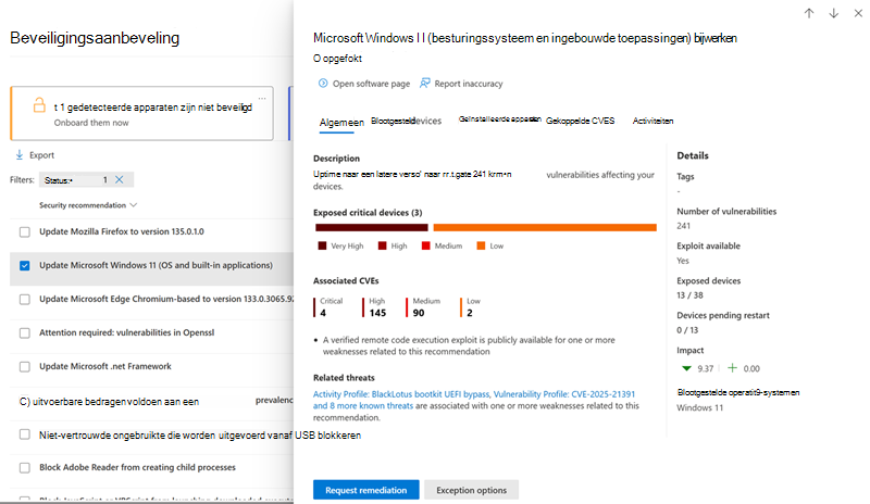 Voorbeeld van een flyoutpagina voor beveiligingsaanaanveling.