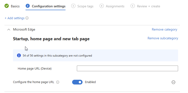 Configure the home page URL policy