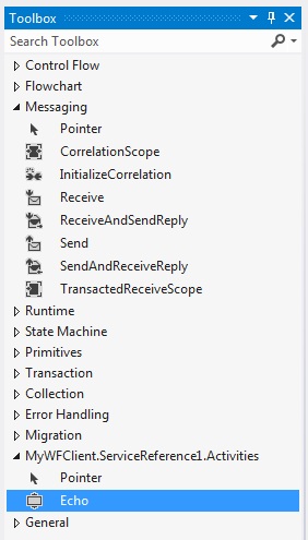 Echo activity in the toolbox