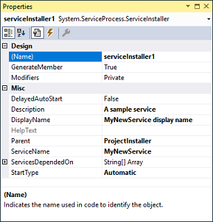 Eigenschappen van installatieprogramma's voor een Windows-service