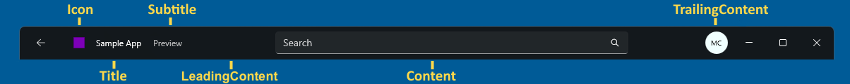.NET MAUI Titlebar overview.