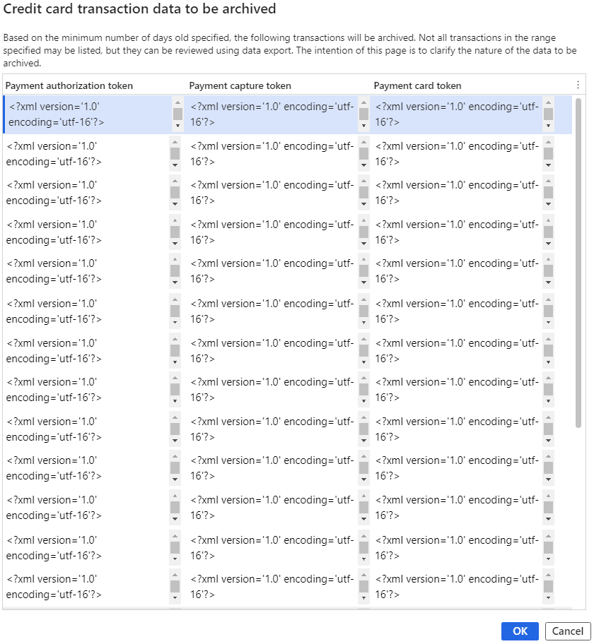 Sample of data that will be exported.