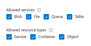 Toegestane services en resourcetypen.