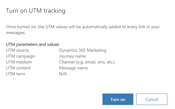 Schakel scherm UTM-codes in.