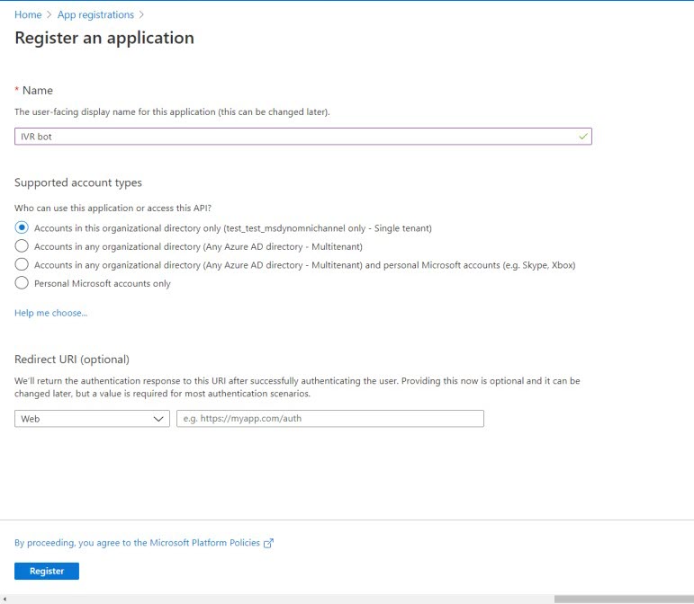 Registreer de bot in Azure.