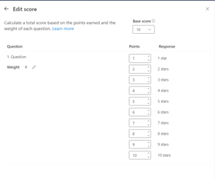 Voorbeeld van aangepaste score met één vraag.