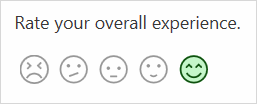 Voorbeeld van een smiley-beoordeling met het gelukkigste gezicht geselecteerd.