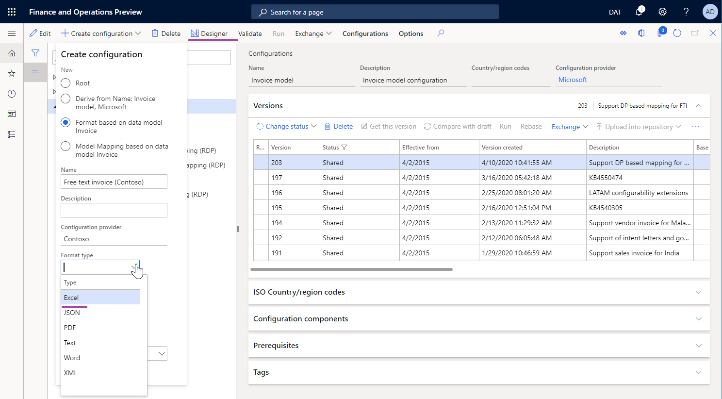 Pagina Configuraties.