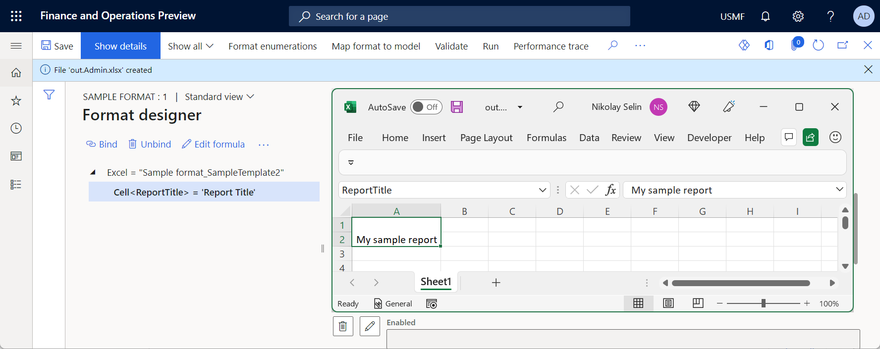 Het gegenereerde document in de Excel-bureaubladtoepassing controleren.