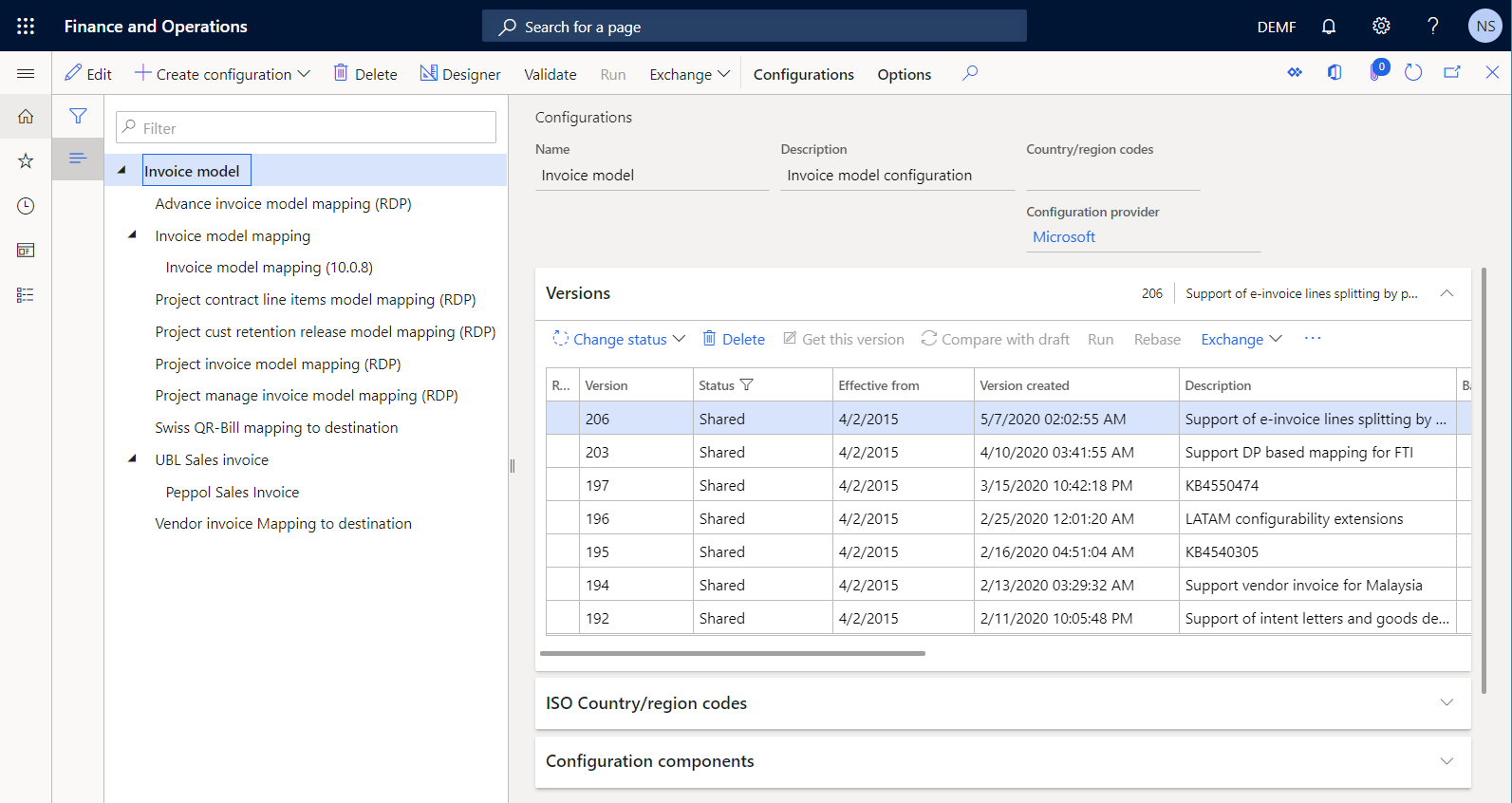 Pagina Configuraties.