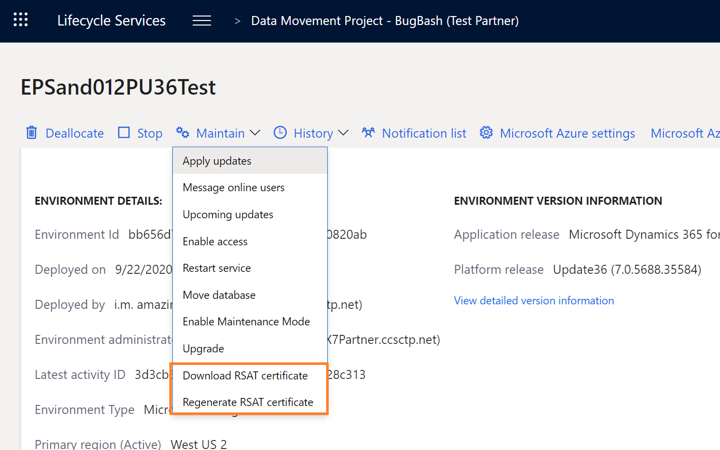 Download and regenerate RSAT certificate options.