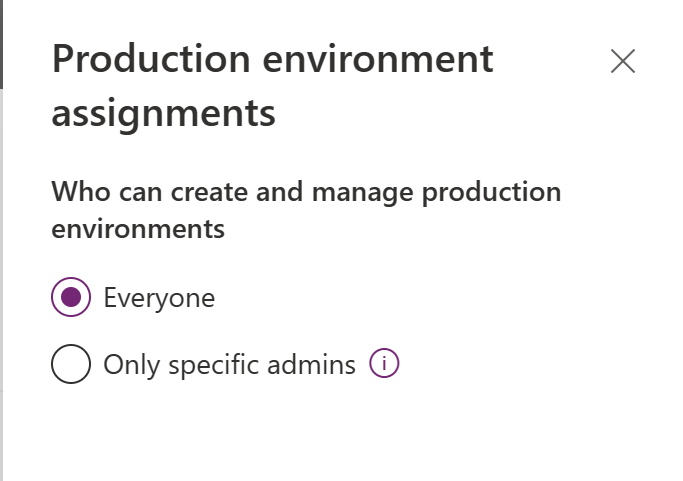 Screenshot of the Power Platform settings page.