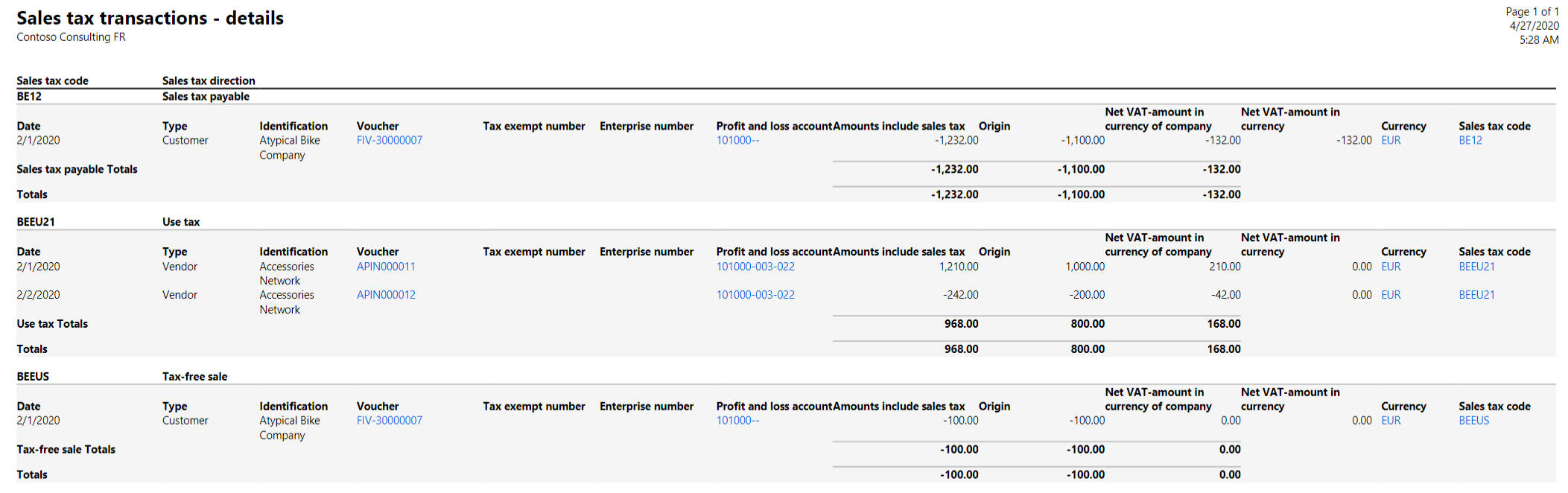 Gegenereerd rapport Btw-transacties - Details - België.