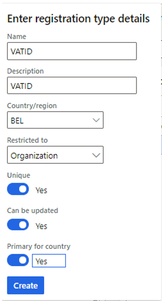 Dialoogvenster Details van registratietype invoeren.