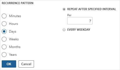 Opschonen instellen op wekelijks herhalen.