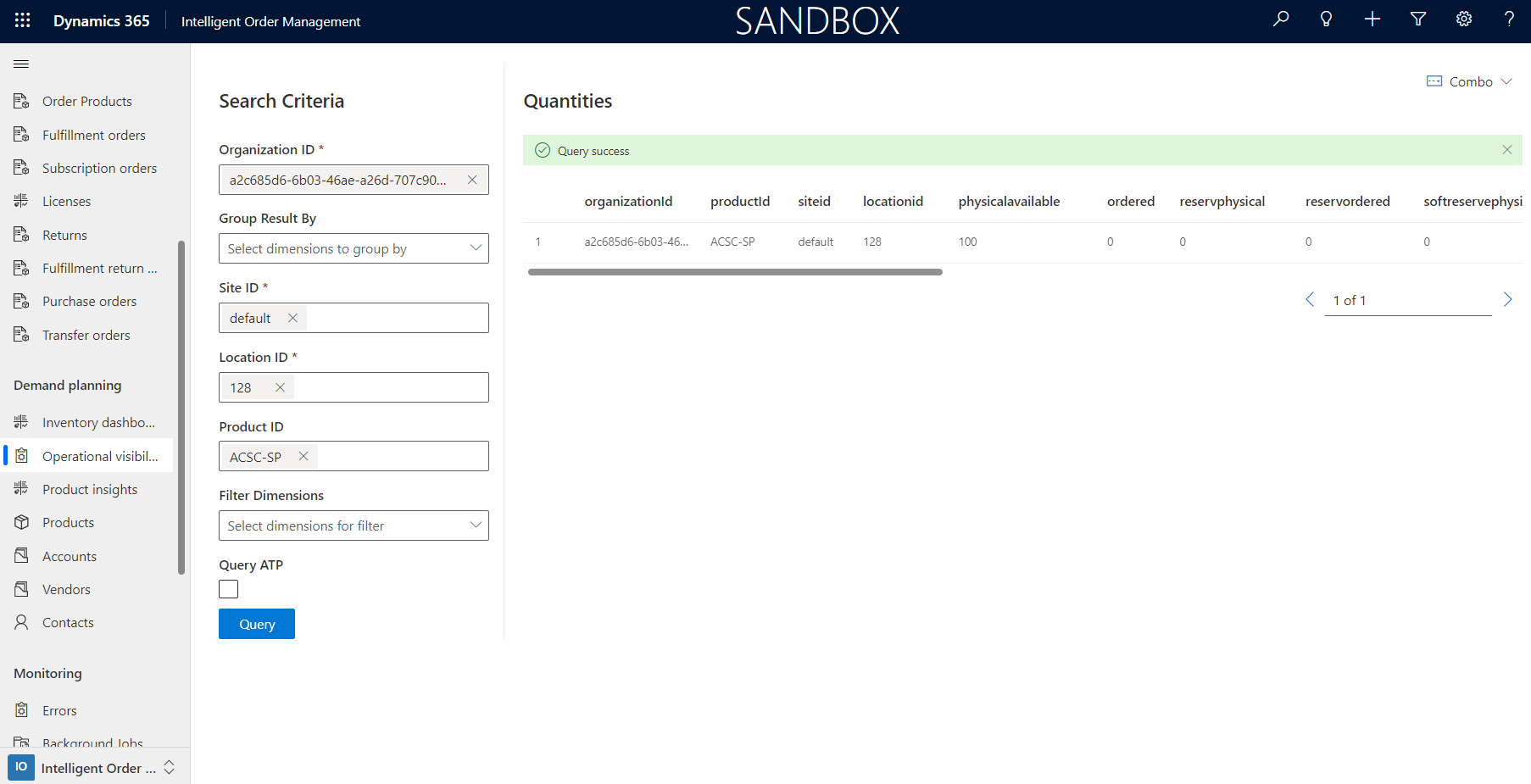 Query results for use case 1.