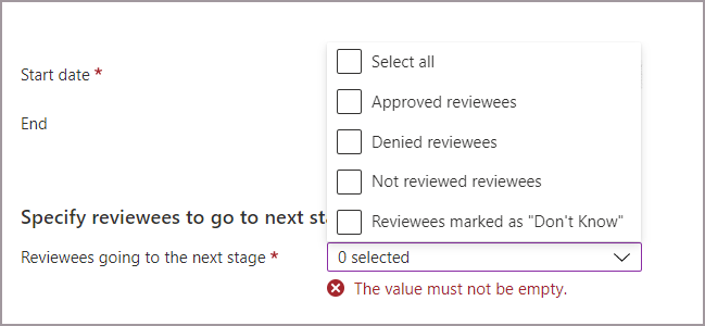 Schermopname van het opgeven van de instelling en opties voor revisie in meerdere fasen.