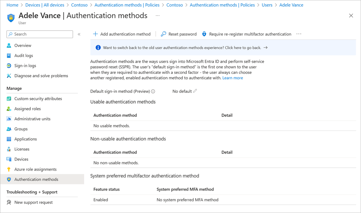 schermopname van niet-bruikbare verificatiemethoden.