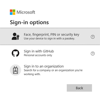 Schermopname van de aanmeldingsopties in Microsoft Authenticator voor iOS-apparaten.