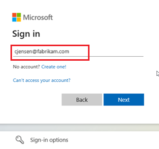 Schermopname van de aanmelding met gebruikersnaam in Microsoft Authenticator voor iOS-apparaten.