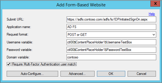 Formuliergebaseerde website toevoegen aan MFA Server