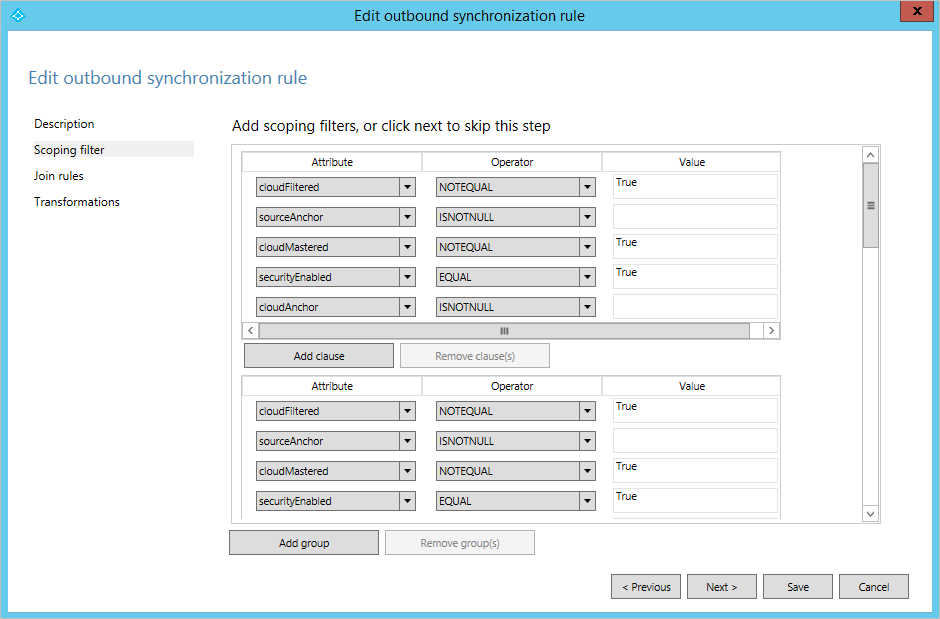 Tabblad Bereik in de synchronisatieregeleditor