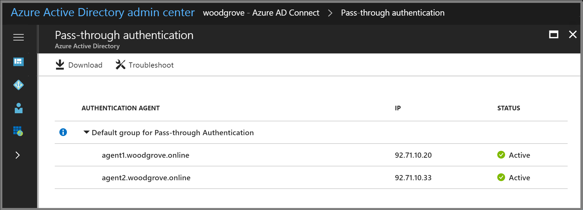 Microsoft Entra-beheercentrum - blade PassThrough-verificatie