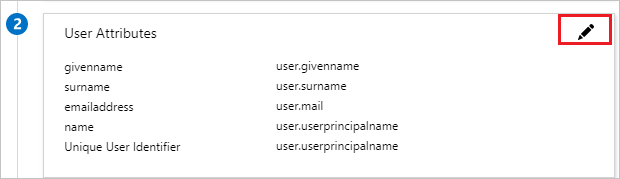 Screenshot of the User Attributes user interface with the edit icon highlighted.