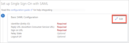 Edit Basic SAML Configuration