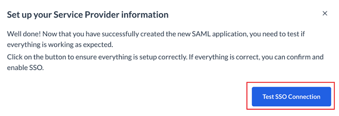 Schermopname met de knop SSO-verbinding testen.