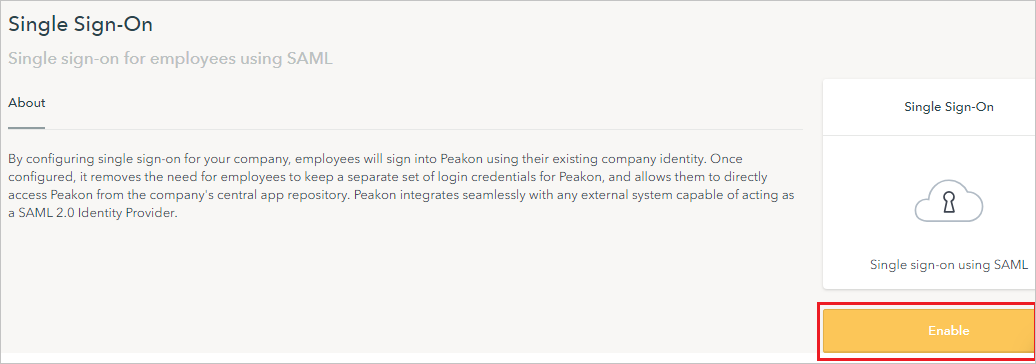 Screenshot shows to enable Single Sign-On