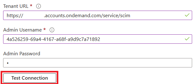 Schermopname van de tenant-URL en het token.