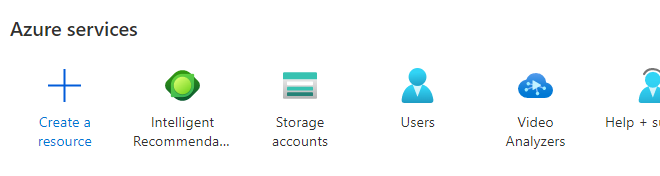 Azure Services-zoekbalk met een knooppunt voor opslagaccounts.