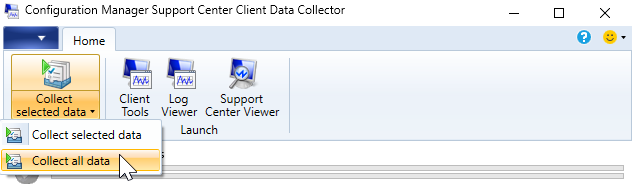 De optie Alle gegevens verzamelen in het ondersteuningscentrum voor clientgegevensverzamelaar