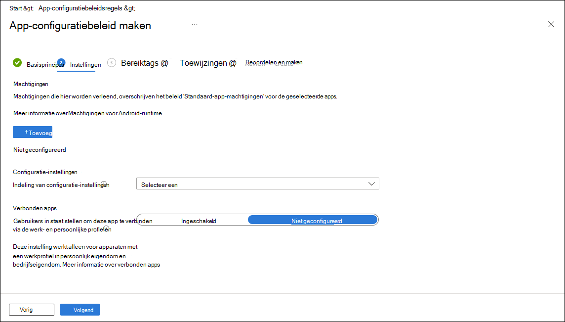 Schermopname van configuratiebeleid - Instellingen