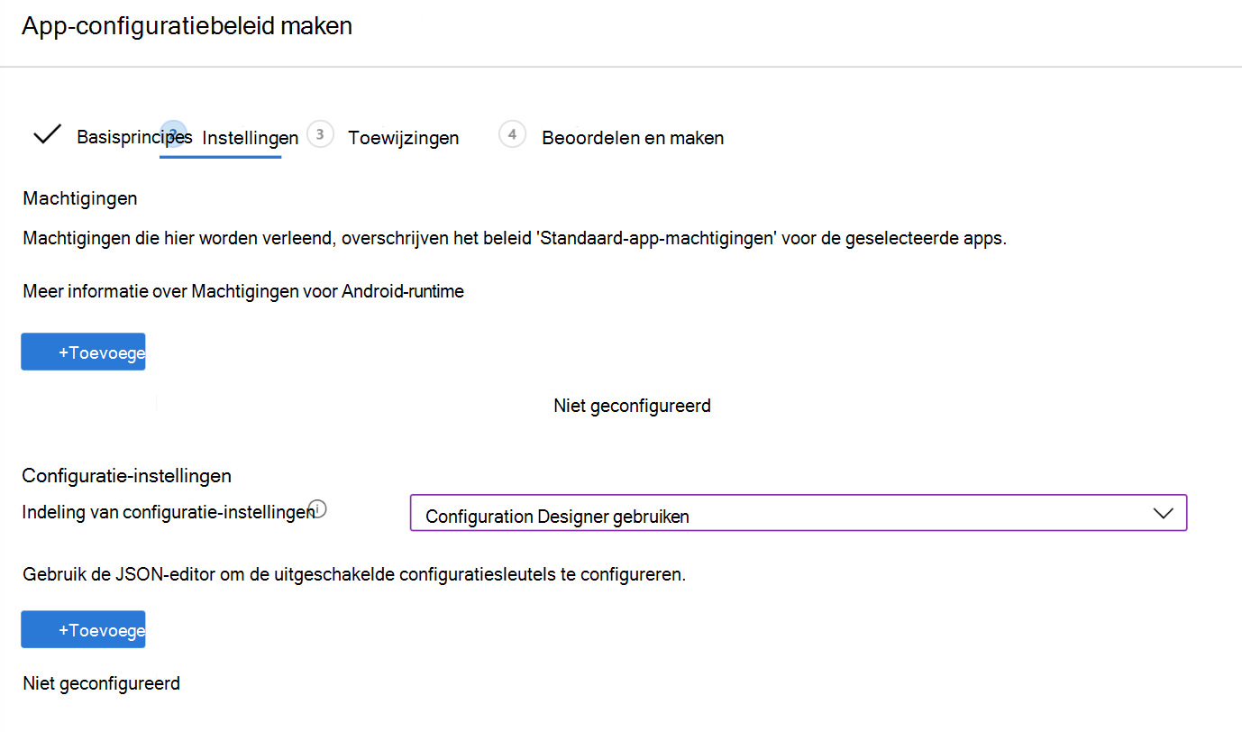 Maak een VPN-beleid voor app-configuratie in Microsoft Intune met behulp van Configuratie Designer - voorbeeld.