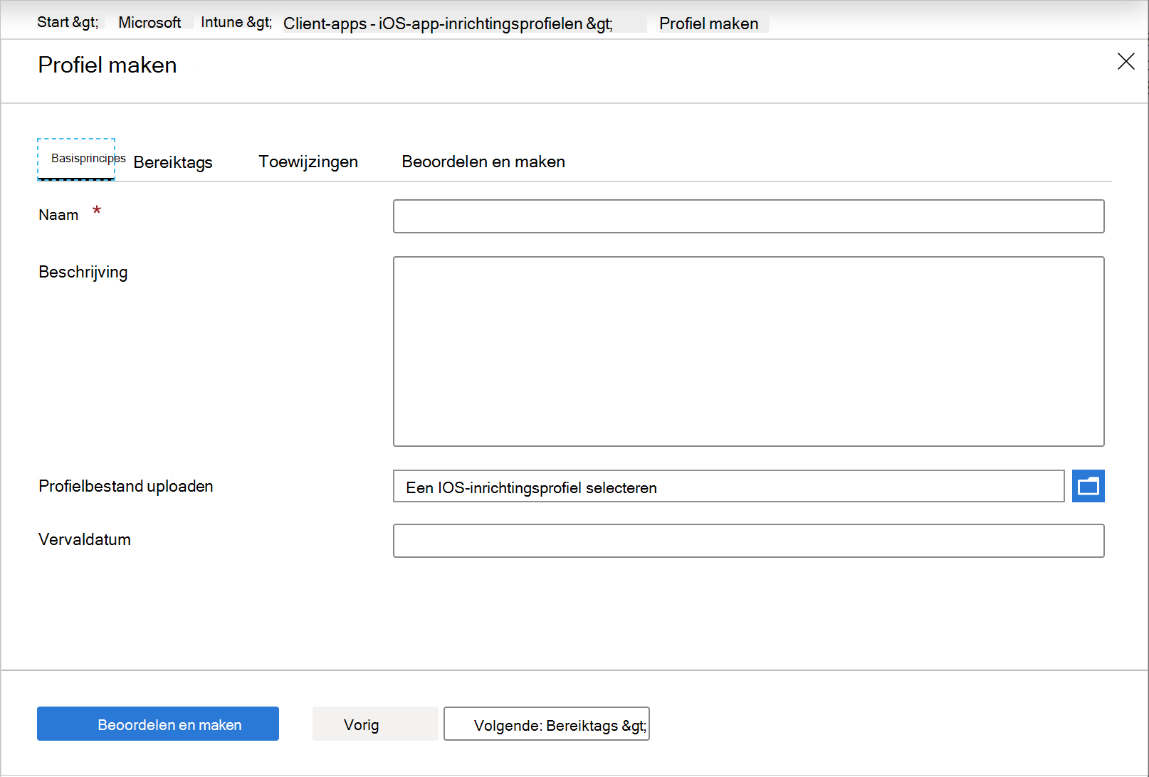 Profiel maken - Basisbeginselen