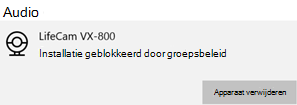 De camera wordt geblokkeerd door een bericht over groepsbeleid op een Windows-apparaat.